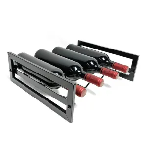 4 Bottle Slim Stackable Wine Rack Matte Black