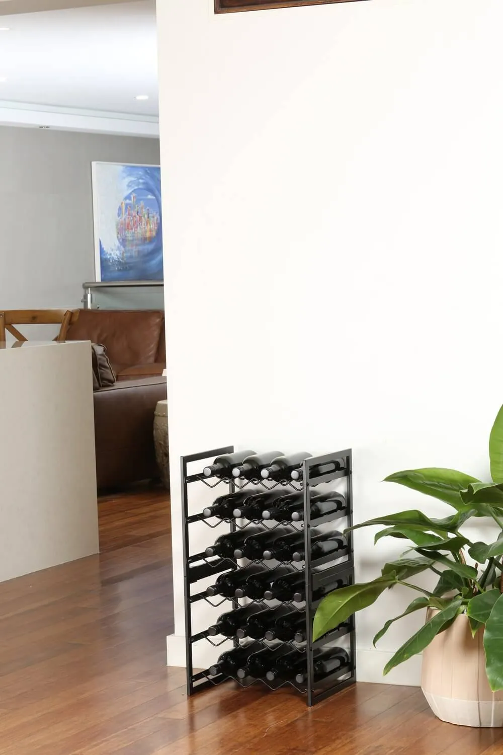4 Bottle Slim Stackable Wine Rack Matte Black