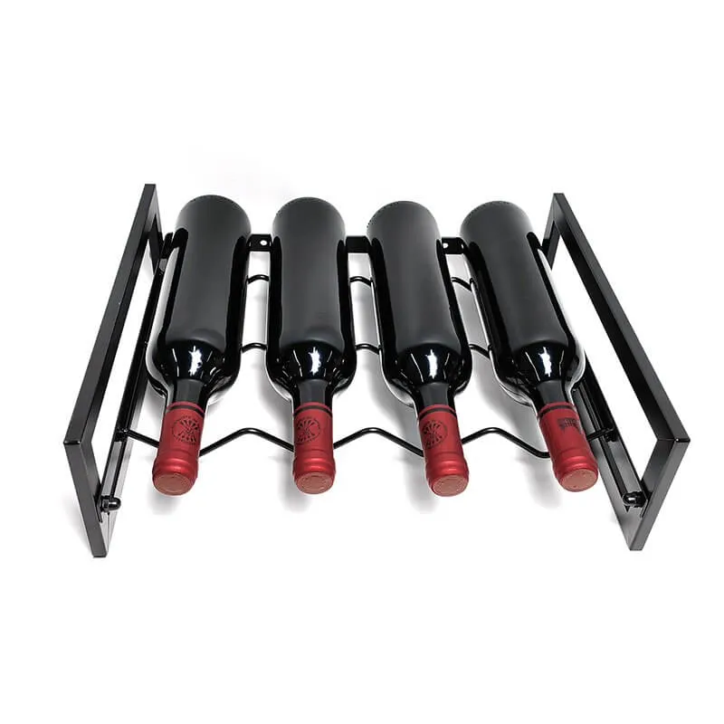 4 Bottle Slim Stackable Wine Rack Matte Black