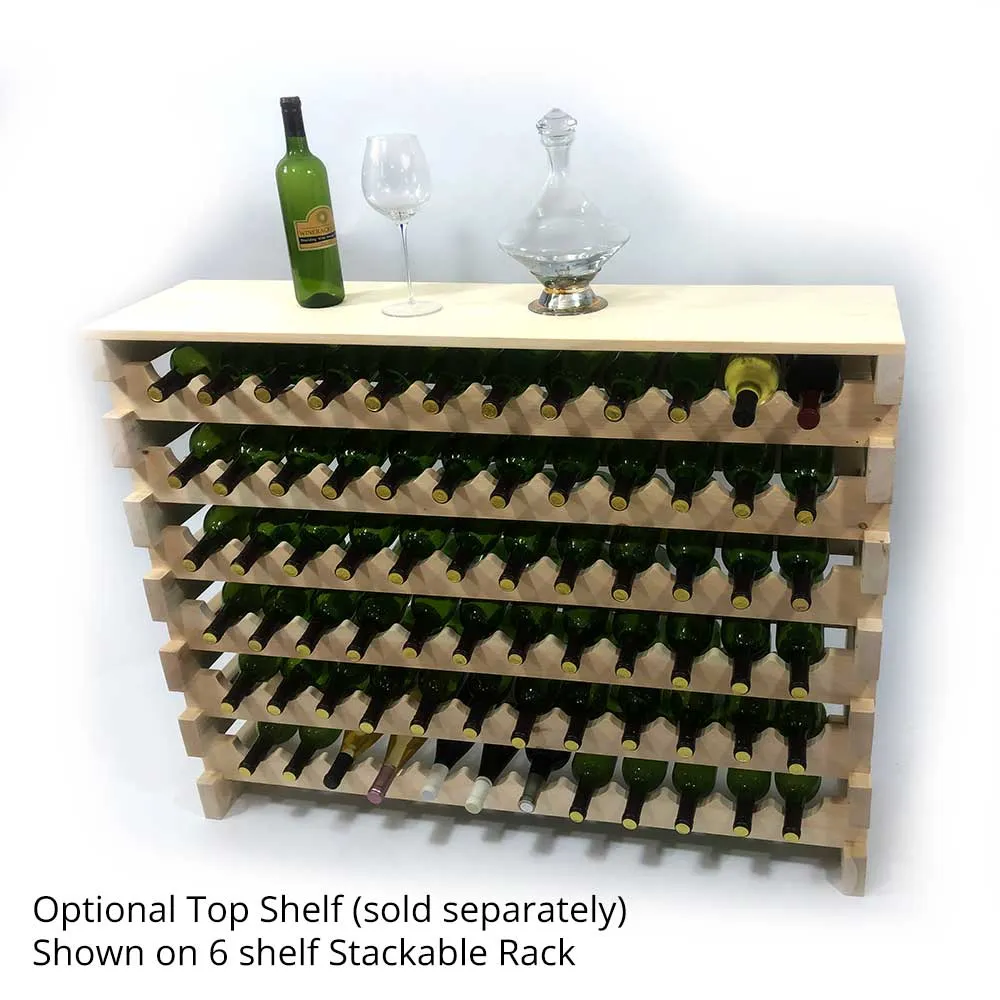 4 Shelf 48 Bottle Pine Stackable Rack
