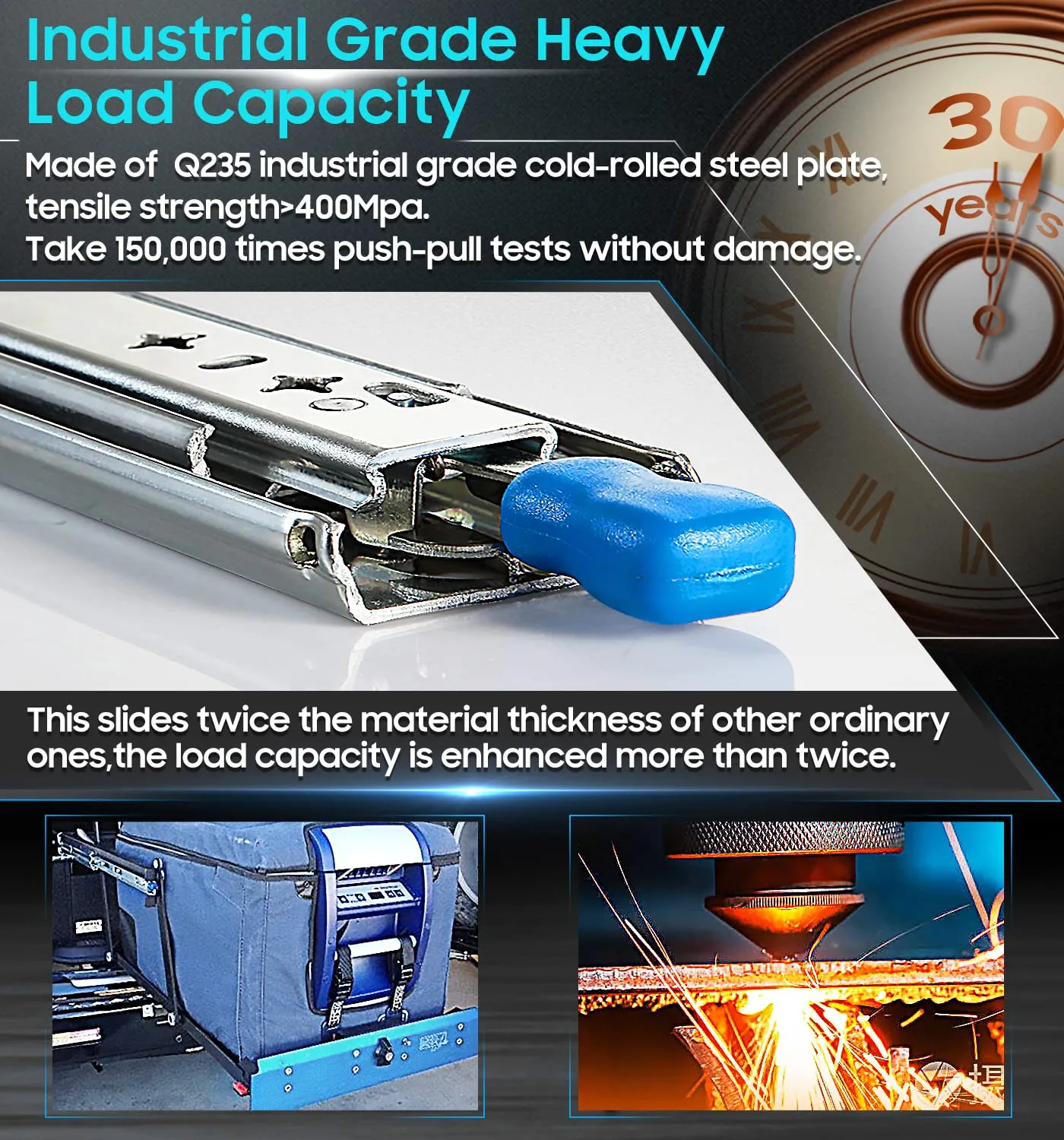 40in Pair 1000 - 2000mm | 150KG Capacity | Heavy Duty Trailer Drawer Slides Rails Runners Locking