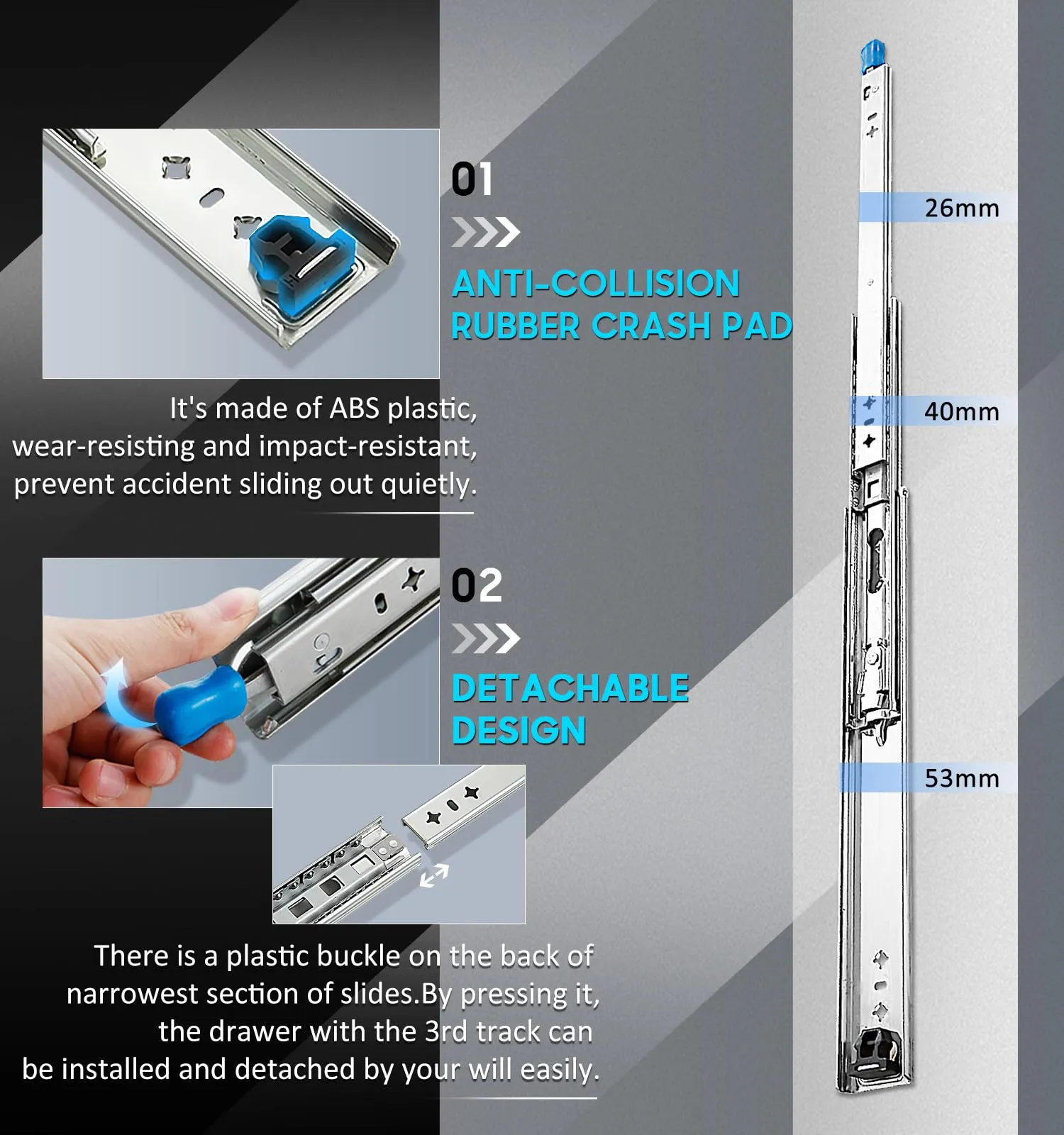 40in Pair 1000 - 2000mm | 150KG Capacity | Heavy Duty Trailer Drawer Slides Rails Runners Locking