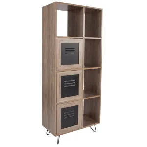 63"H Rustic Bookshelf - Doors NAN-JN-21804B-GG