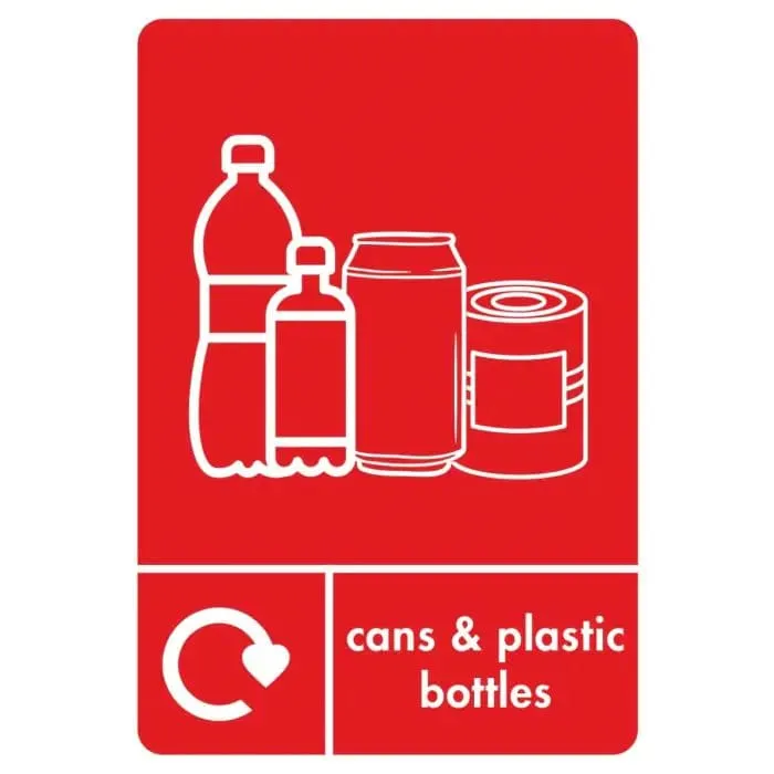 A5 Cans & Plastic Bottles Recycling Sticker