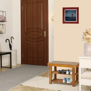 Acacia Wood Shoe Bench  3-Tier Shoe Storage Rack Hallway Organizer Shelf for Entryway Living Room Bedroom