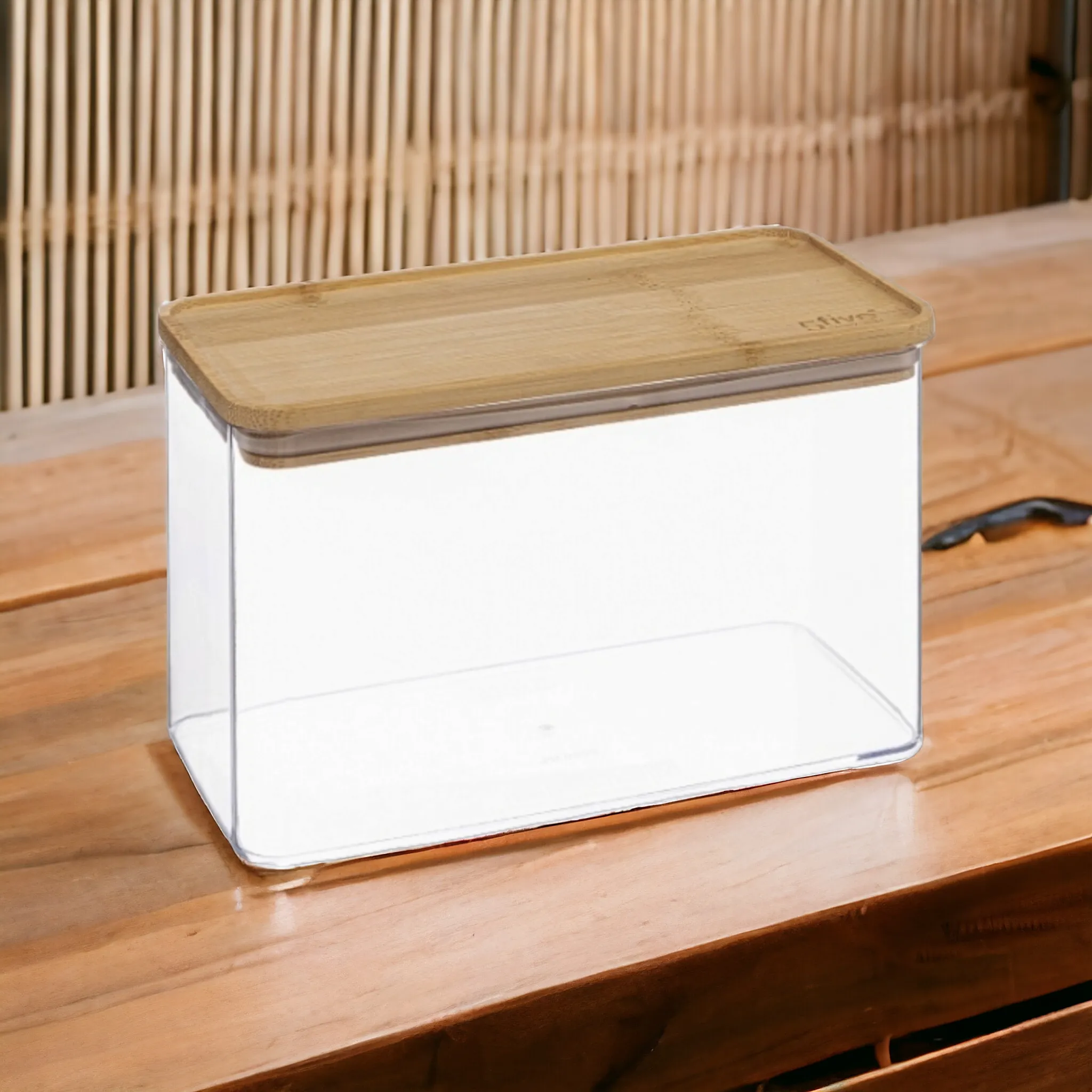 Acrylic Storage Rectangle Bamboo Lid 2L 60016
