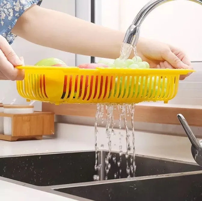 Adjustable Telescopic Dish Drainer, Sink Drain Basket, Washing Vegetable Fruit Plastic Drying Rack, Fruit And Vegetable Strainer, Kitchen Accessories Organizer