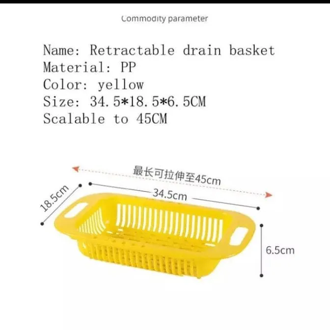Adjustable Telescopic Dish Drainer, Sink Drain Basket, Washing Vegetable Fruit Plastic Drying Rack, Fruit And Vegetable Strainer, Kitchen Accessories Organizer