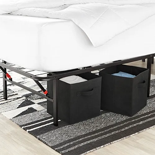 Amazon Basics Collapsible Fabric Storage Cubes Organizer with Handles, Black - Pack of 6
