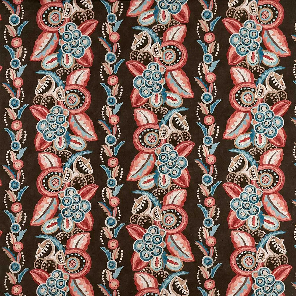 Ashdown Stripe Red/Fresh Blue/Choc Fabric NCF4363-04