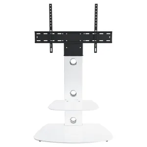 AVF Lucerne 70CM Curved Pedestal TV Stand - Satin White & White Glass | FSL700LUCSWW