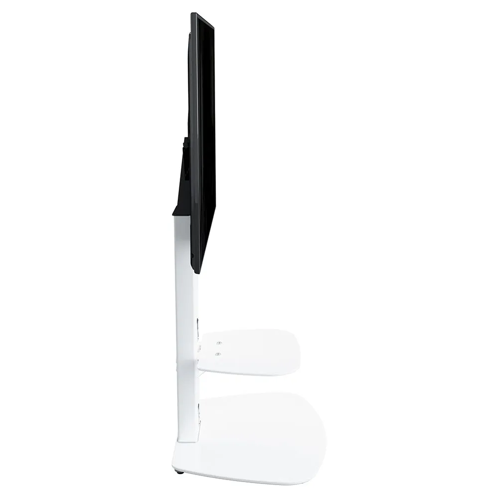 AVF Lucerne 70CM Curved Pedestal TV Stand - Satin White & White Glass | FSL700LUCSWW