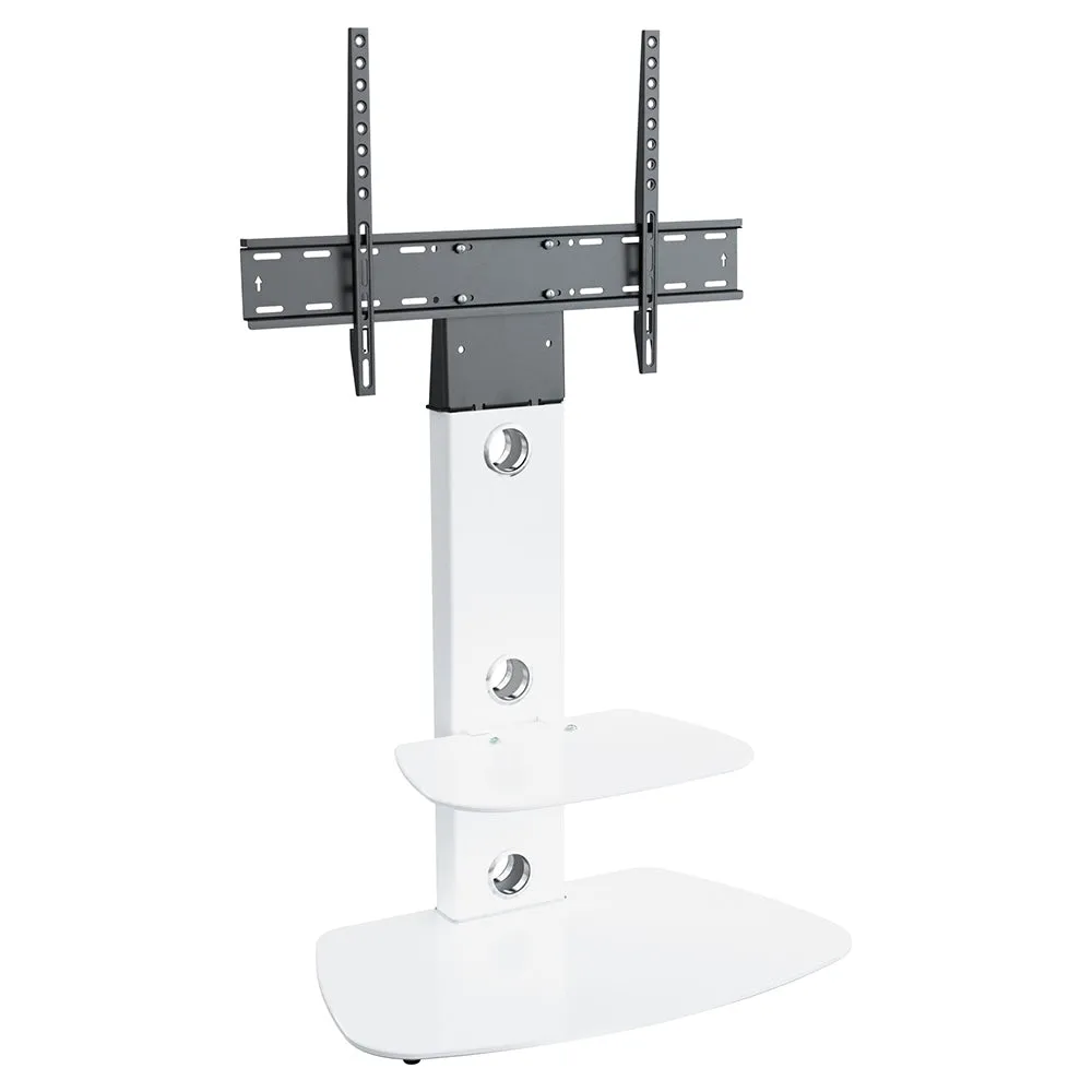 AVF Lucerne 70CM Curved Pedestal TV Stand - Satin White & White Glass | FSL700LUCSWW