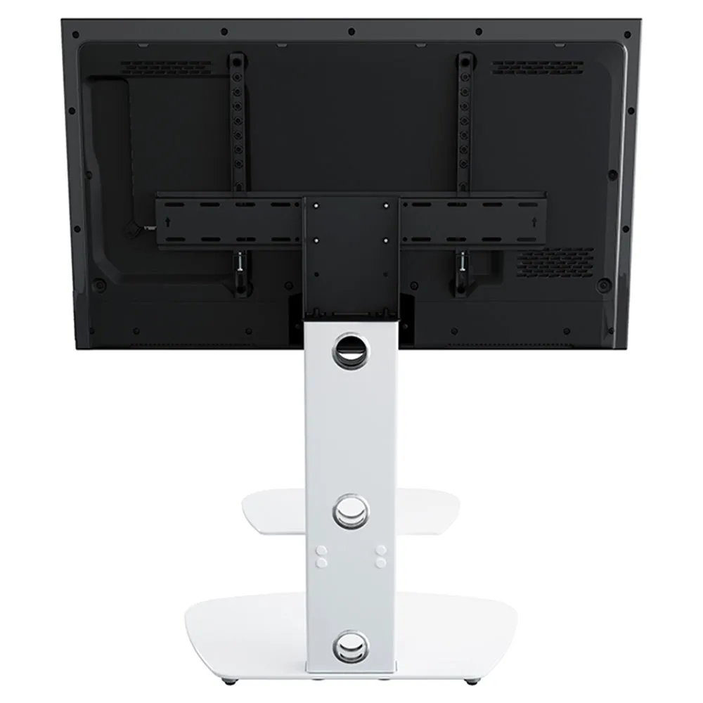 AVF Lucerne 70CM Curved Pedestal TV Stand - Satin White & White Glass | FSL700LUCSWW