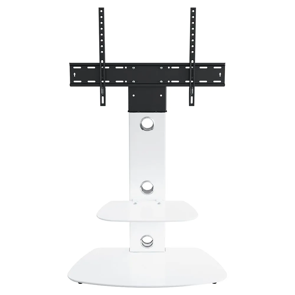 AVF Lucerne 70CM Curved Pedestal TV Stand - Satin White & White Glass | FSL700LUCSWW