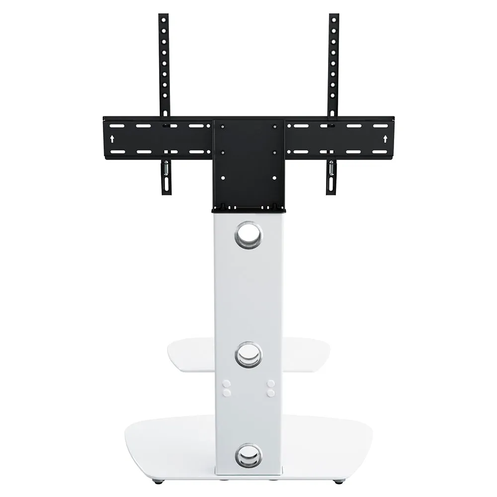 AVF Lucerne 70CM Curved Pedestal TV Stand - Satin White & White Glass | FSL700LUCSWW