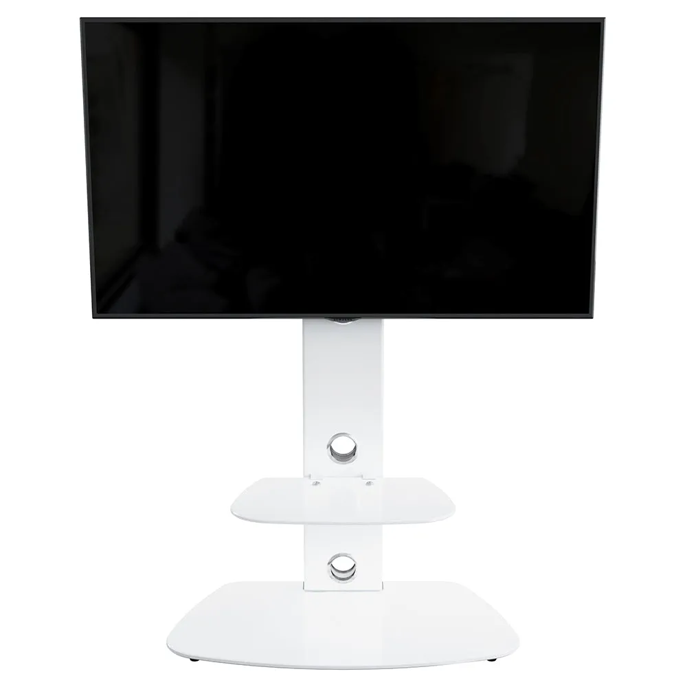 AVF Lucerne 70CM Curved Pedestal TV Stand - Satin White & White Glass | FSL700LUCSWW
