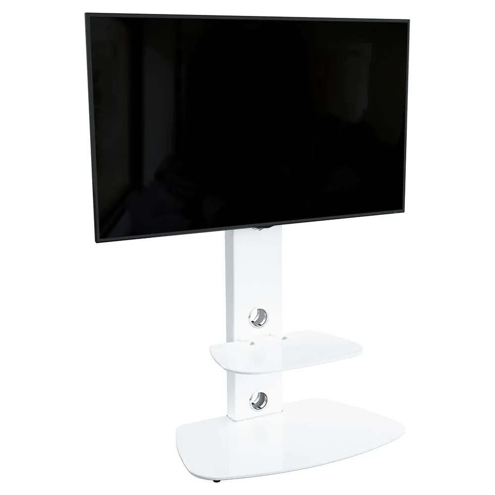 AVF Lucerne 70CM Curved Pedestal TV Stand - Satin White & White Glass | FSL700LUCSWW