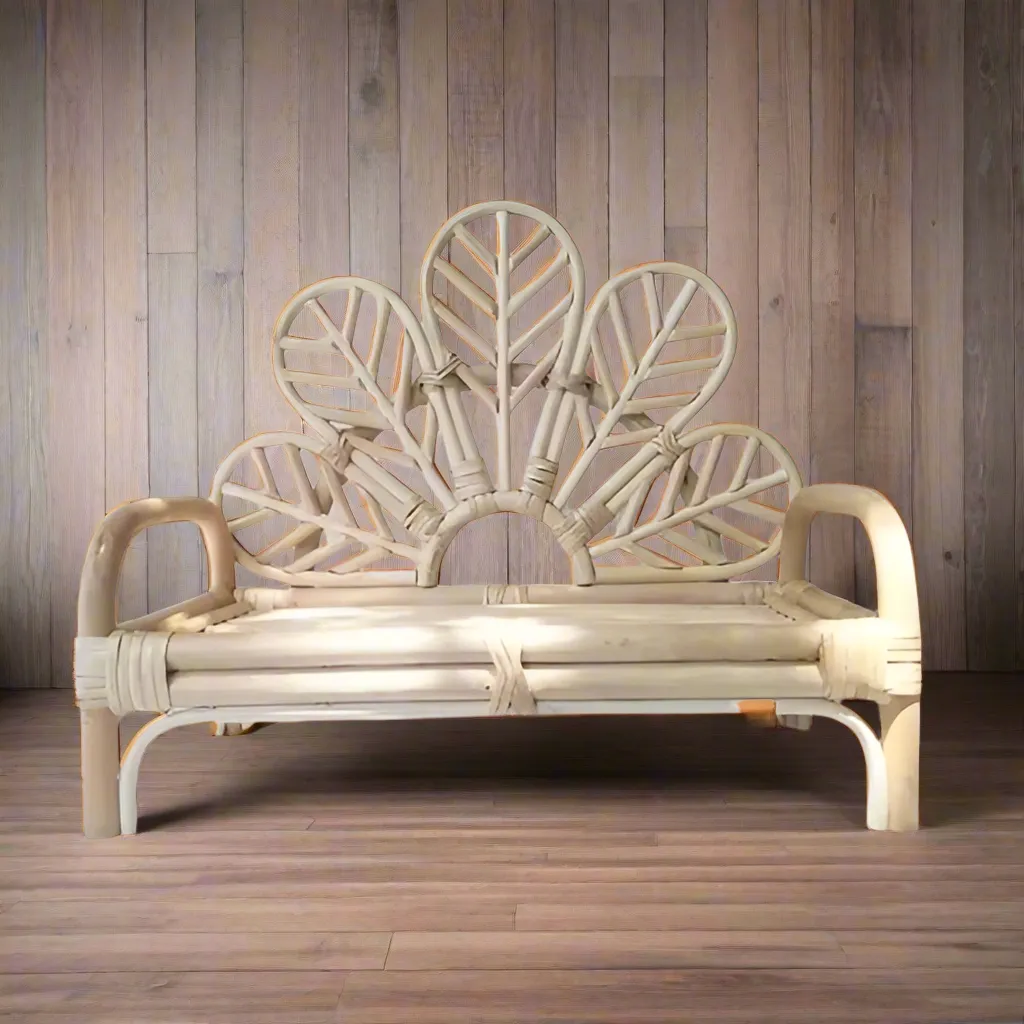 Babymoon Rustic Cane Floral Sofa | Wooden Properties | Baby Photography Props