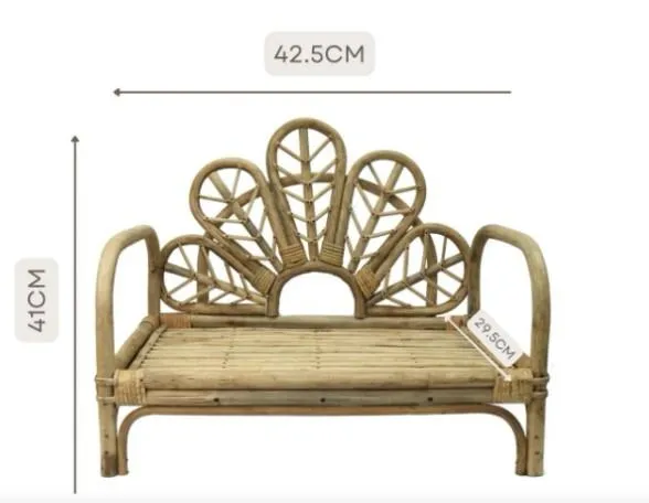 Babymoon Rustic Cane Floral Sofa | Wooden Properties | Baby Photography Props