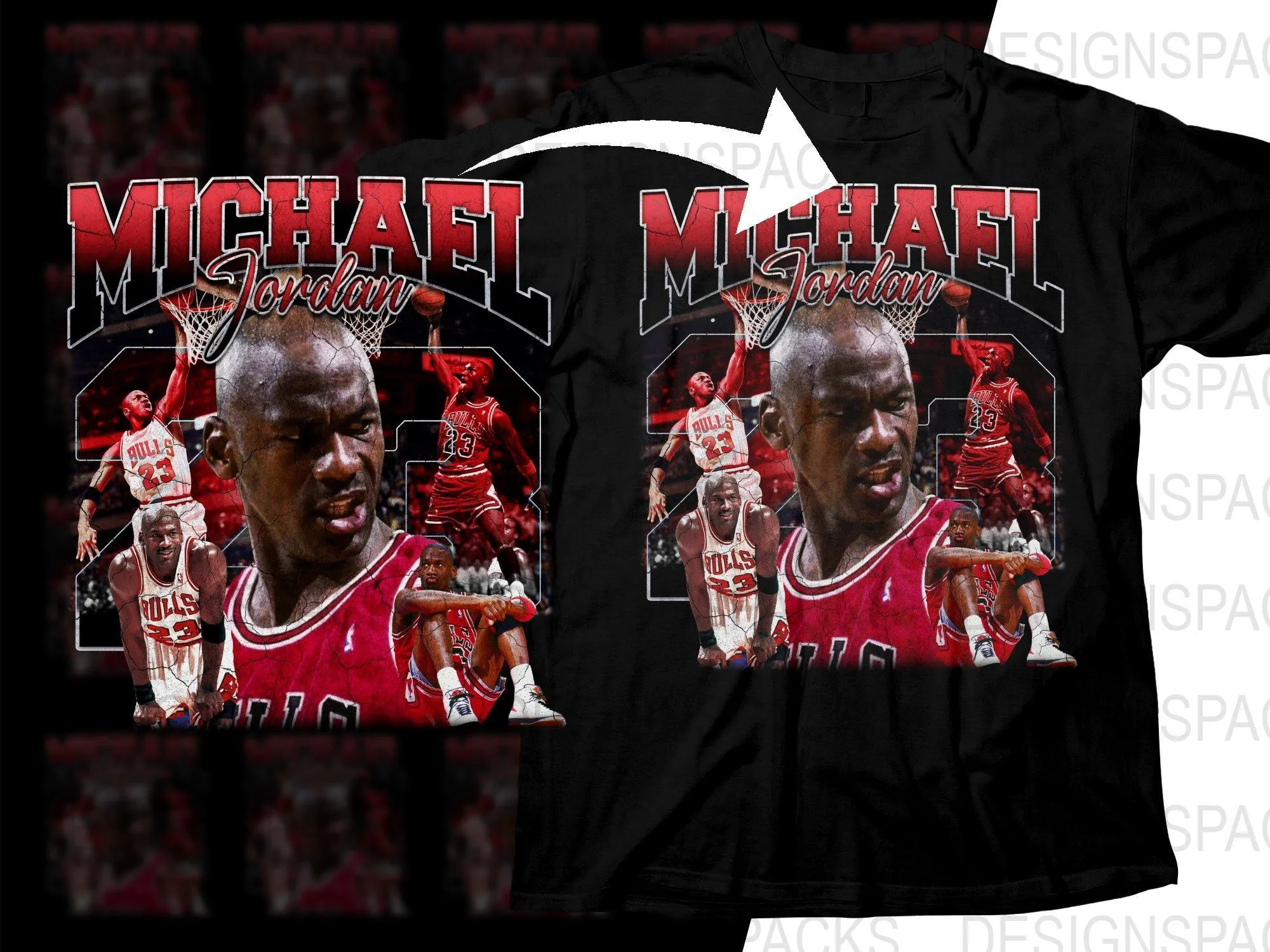 Basketball Legend Chicago Bulls Michael Jordan Bootleg Graphic Png Digital Download