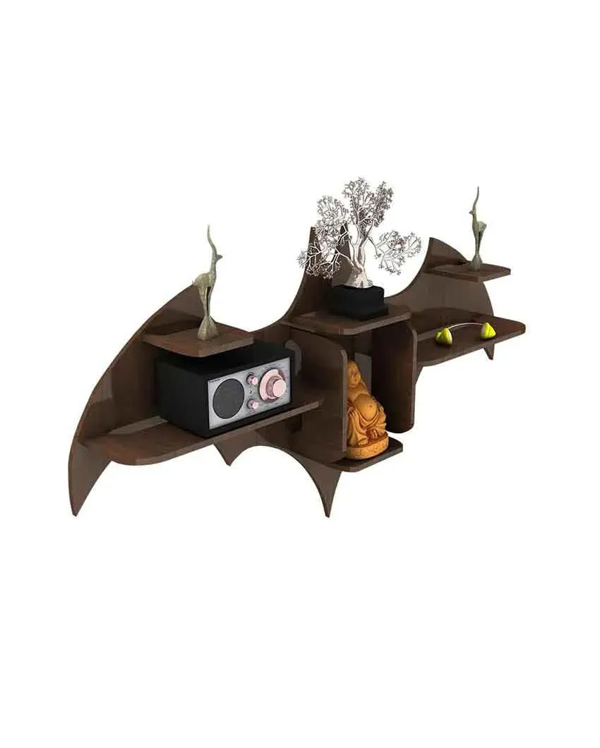 Bat Shape Backlit Designer Wooden Wall Shelf | 22 x 42 inches