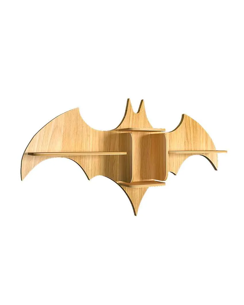 Bat Shape Backlit Designer Wooden Wall Shelf | 22 x 42 inches