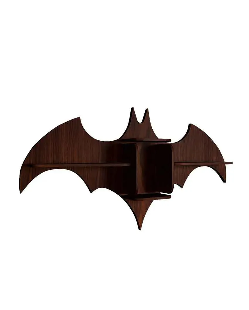 Bat Shape Backlit Designer Wooden Wall Shelf | 22 x 42 inches