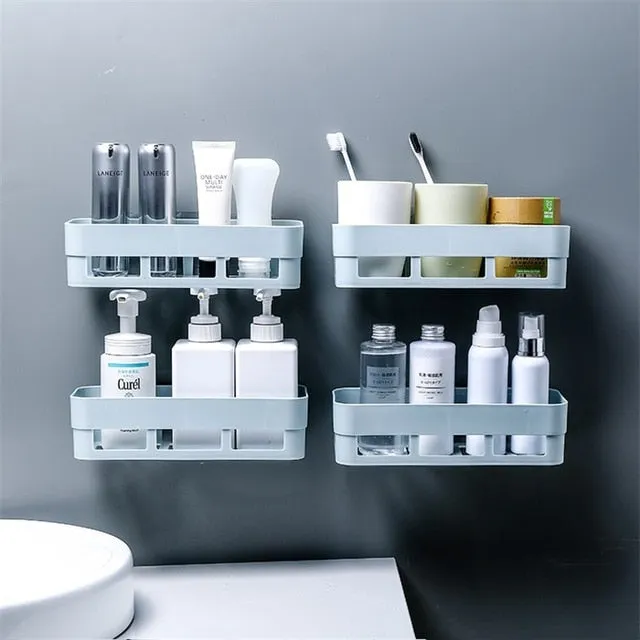 Bathroom Storage Shelf & Rack Waterproof Floating Shelf Home Decoration Kitchen Accessories Free Punching Wall Hanging H1148