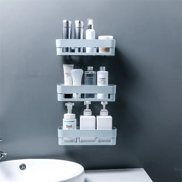 Bathroom Storage Shelf & Rack Waterproof Floating Shelf Home Decoration Kitchen Accessories Free Punching Wall Hanging H1148
