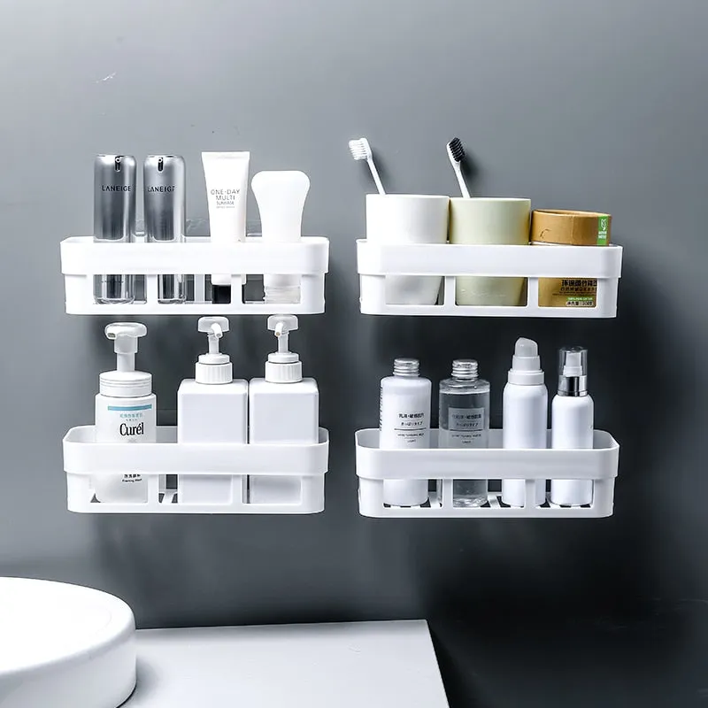 Bathroom Storage Shelf & Rack Waterproof Floating Shelf Home Decoration Kitchen Accessories Free Punching Wall Hanging H1148