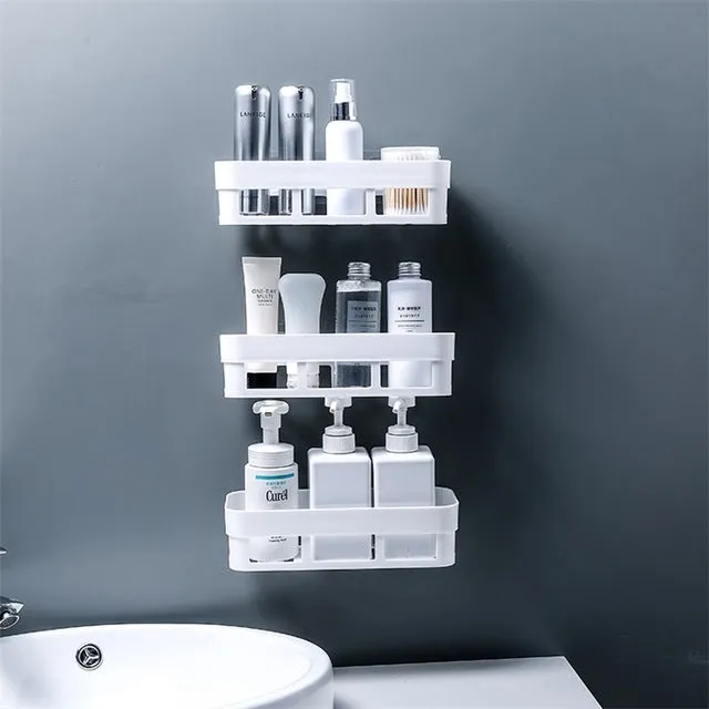 Bathroom Storage Shelf & Rack Waterproof Floating Shelf Home Decoration Kitchen Accessories Free Punching Wall Hanging H1148