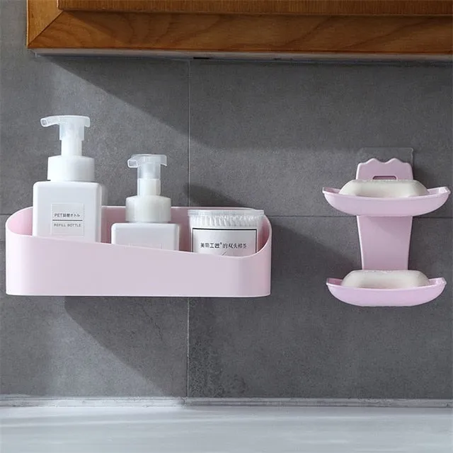 Bathroom Storage Shelf & Rack Waterproof Floating Shelf Home Decoration Kitchen Accessories Free Punching Wall Hanging H1148