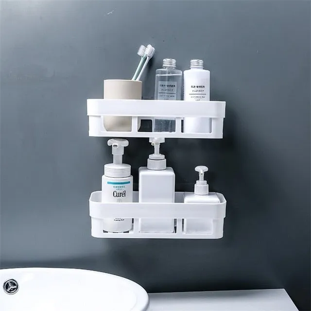 Bathroom Storage Shelf & Rack Waterproof Floating Shelf Home Decoration Kitchen Accessories Free Punching Wall Hanging H1148