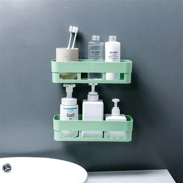 Bathroom Storage Shelf & Rack Waterproof Floating Shelf Home Decoration Kitchen Accessories Free Punching Wall Hanging H1148