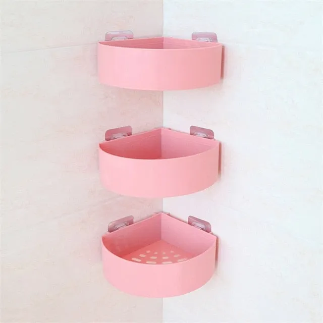Bathroom Storage Shelf & Rack Waterproof Floating Shelf Home Decoration Kitchen Accessories Free Punching Wall Hanging H1148