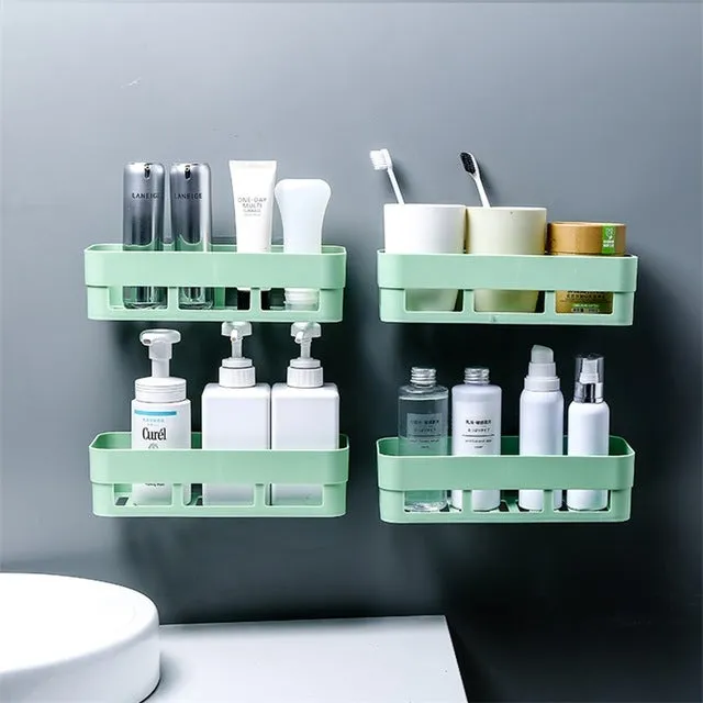 Bathroom Storage Shelf & Rack Waterproof Floating Shelf Home Decoration Kitchen Accessories Free Punching Wall Hanging H1148