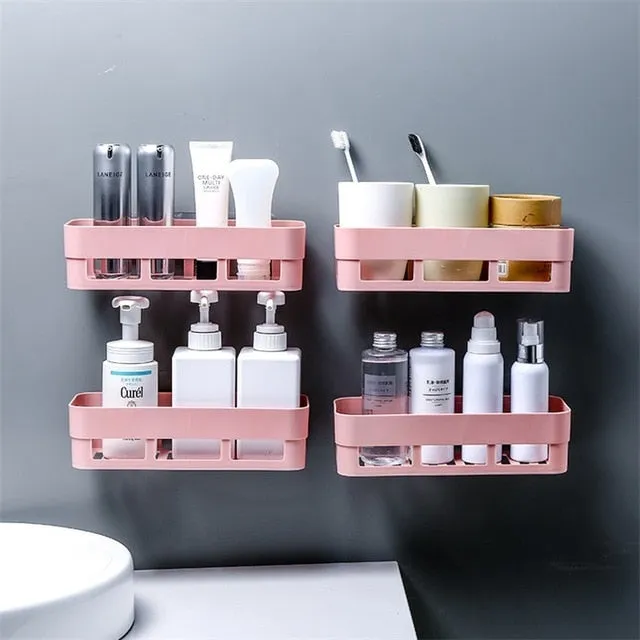 Bathroom Storage Shelf & Rack Waterproof Floating Shelf Home Decoration Kitchen Accessories Free Punching Wall Hanging H1148