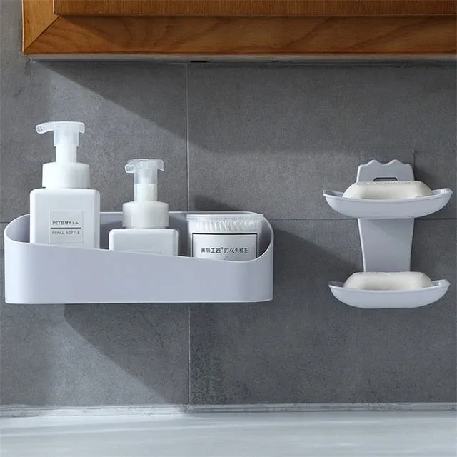 Bathroom Storage Shelf & Rack Waterproof Floating Shelf Home Decoration Kitchen Accessories Free Punching Wall Hanging H1148