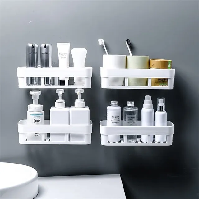 Bathroom Storage Shelf & Rack Waterproof Floating Shelf Home Decoration Kitchen Accessories Free Punching Wall Hanging H1148