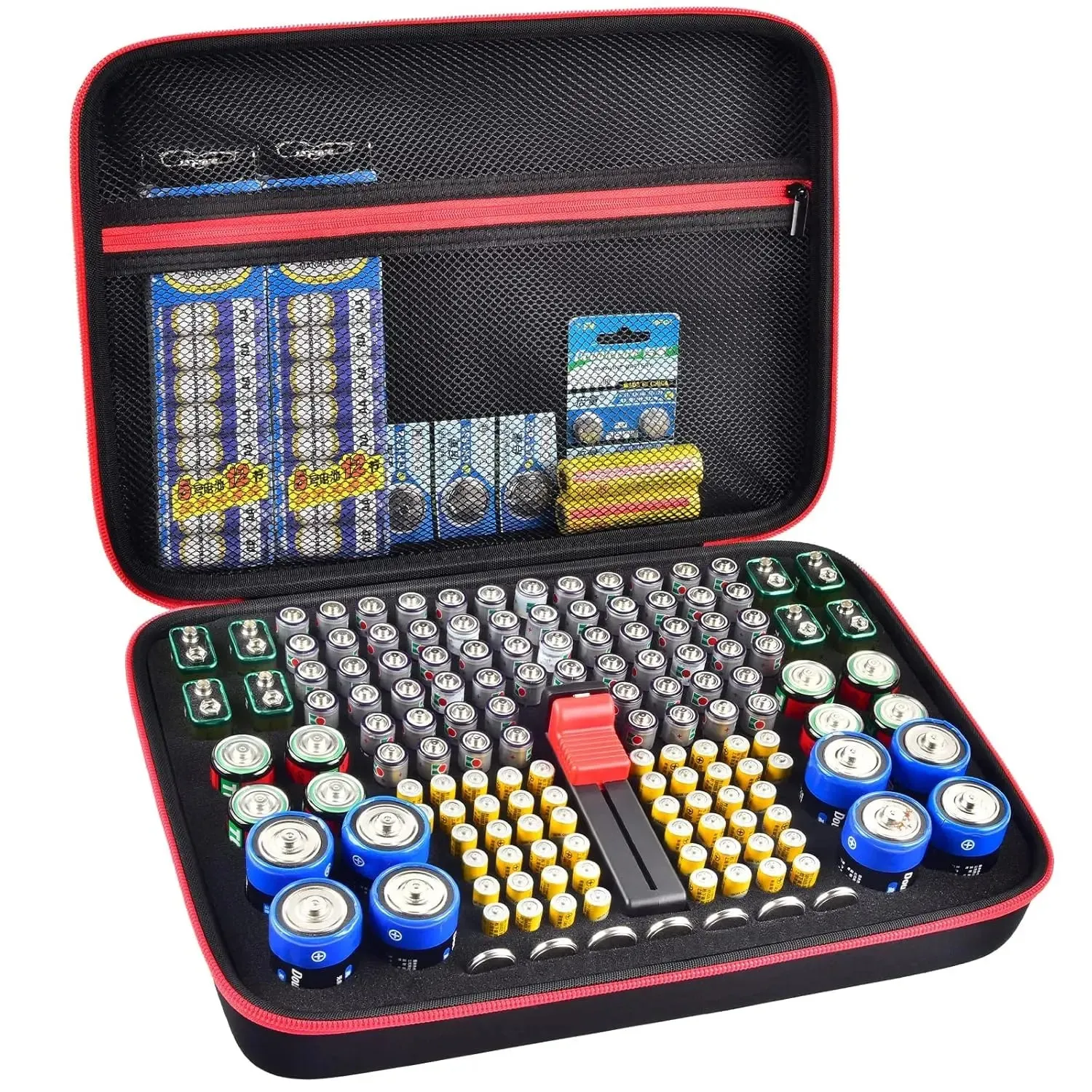Battery Organizer Case Tester Storage Holder For Aa Aaa 9V C D Lithium