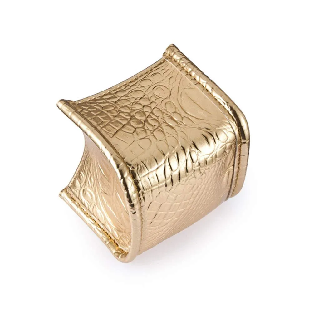 Beaupretty Makeup Brush Storage Holder Alligator Pattern Case Box Desk Pen Containers Artificial leather Pen Organizer Golden