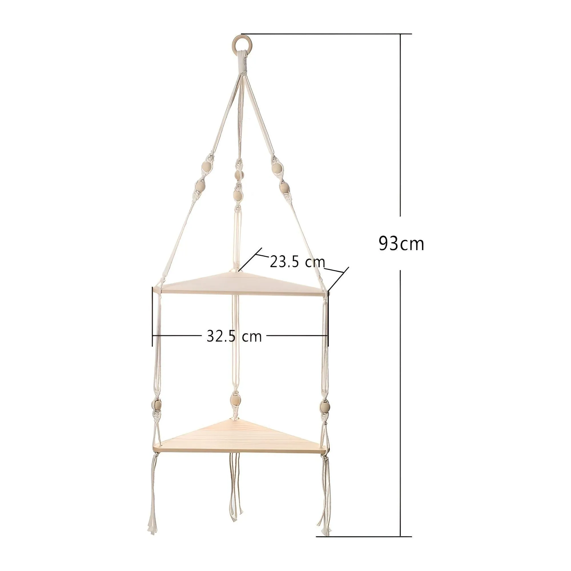BohoFloat Shelf - Hängendes Wandregal mit ästhetischen Seilen in Dreiecksform