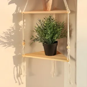BohoFloat Shelf - Hängendes Wandregal mit ästhetischen Seilen in Dreiecksform