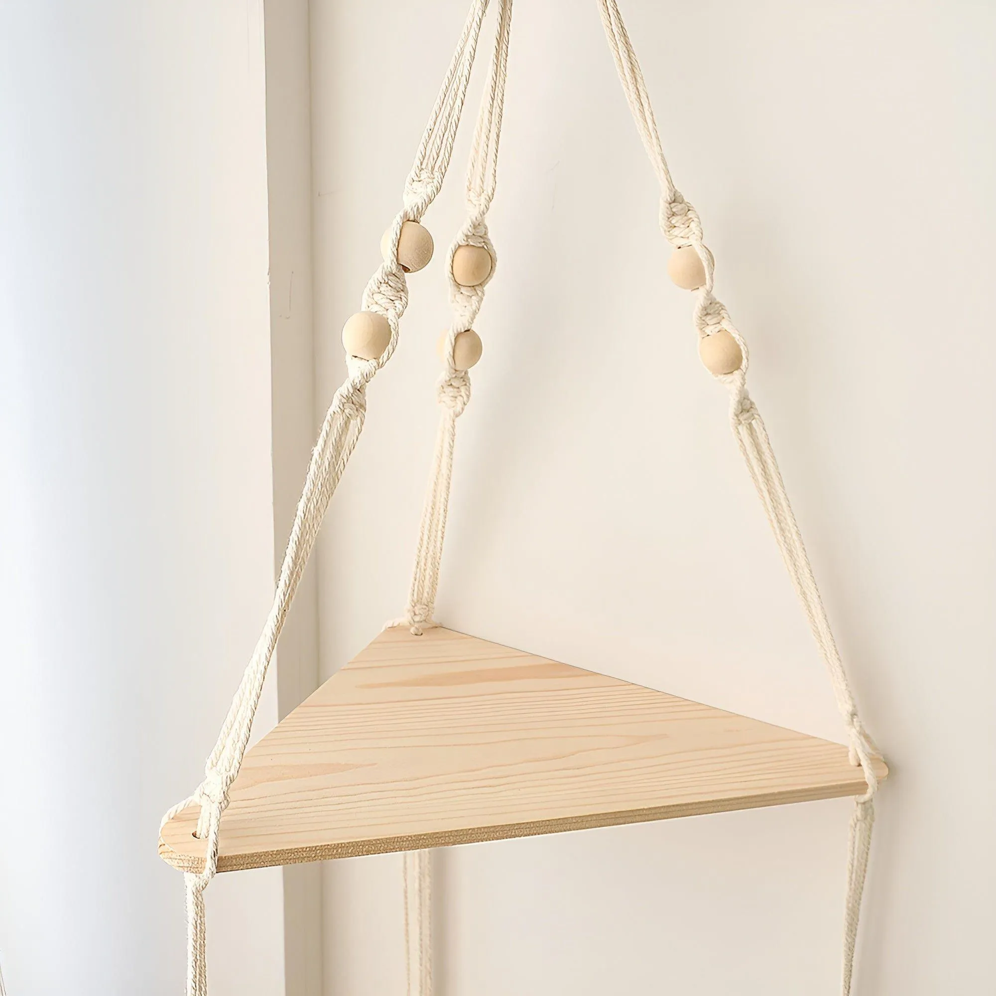 BohoFloat Shelf - Hängendes Wandregal mit ästhetischen Seilen in Dreiecksform