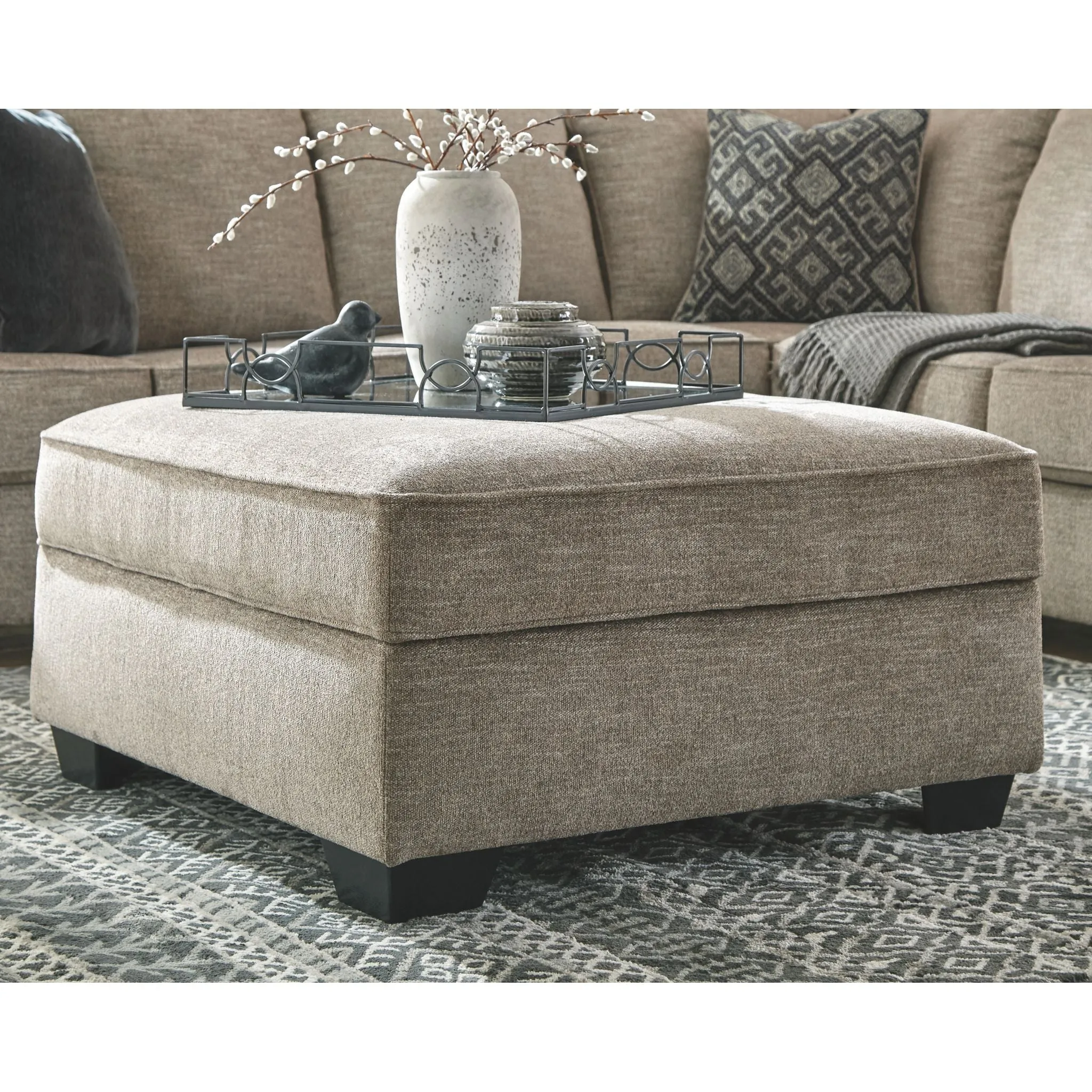 Bovarian Storage Ottoman - Stone