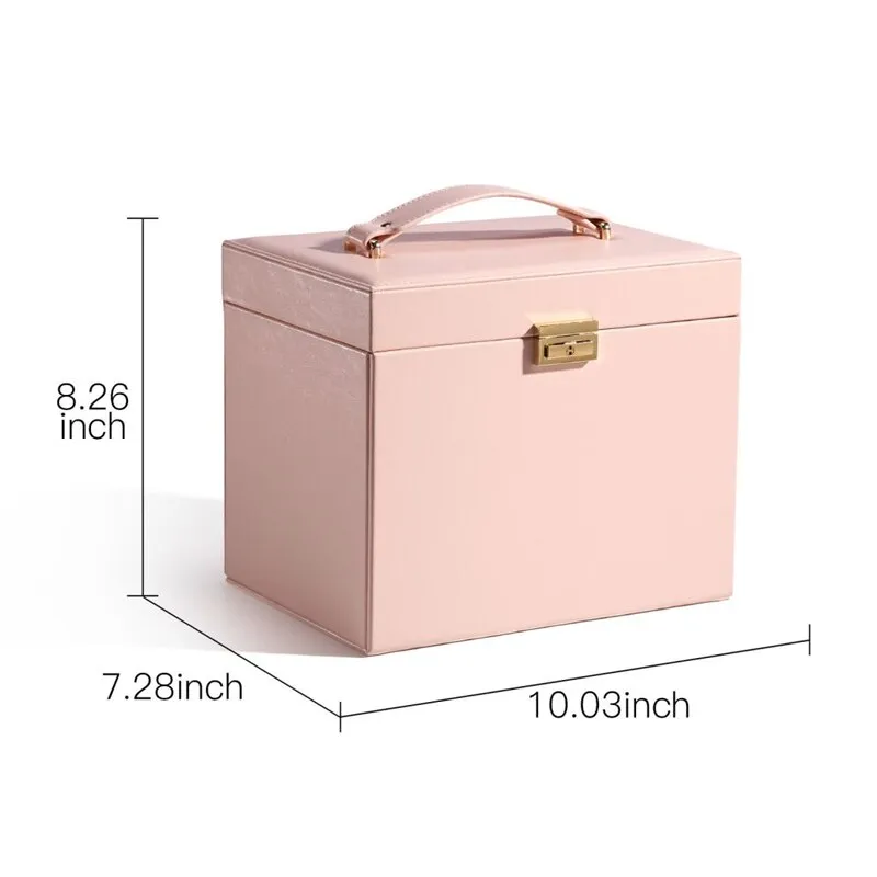 Casegrace Multi-layer Large Jewelry Organizer Box PU Leather Drawer Storage Gift Case For Earrings Ring Jewellery Display Boxes