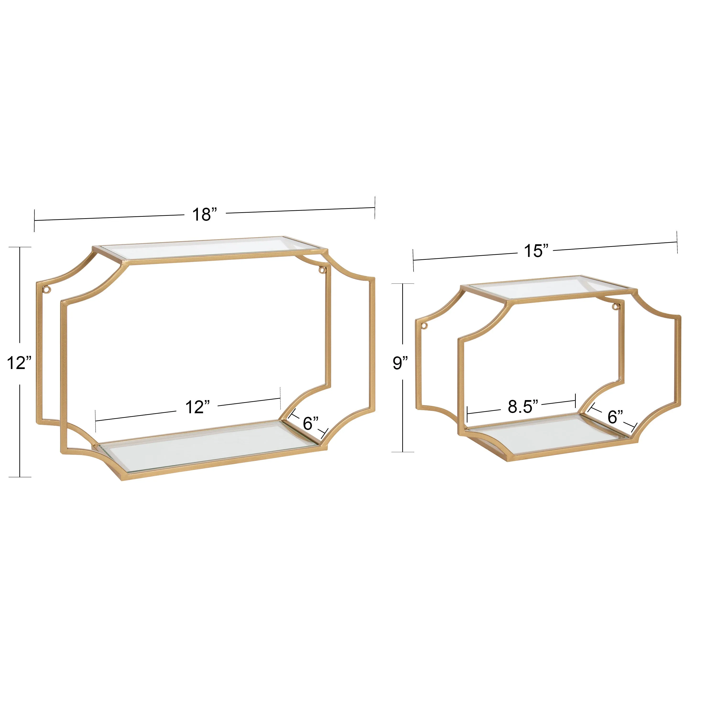 Ciel Modern Glam Metal Wall Shelf Set