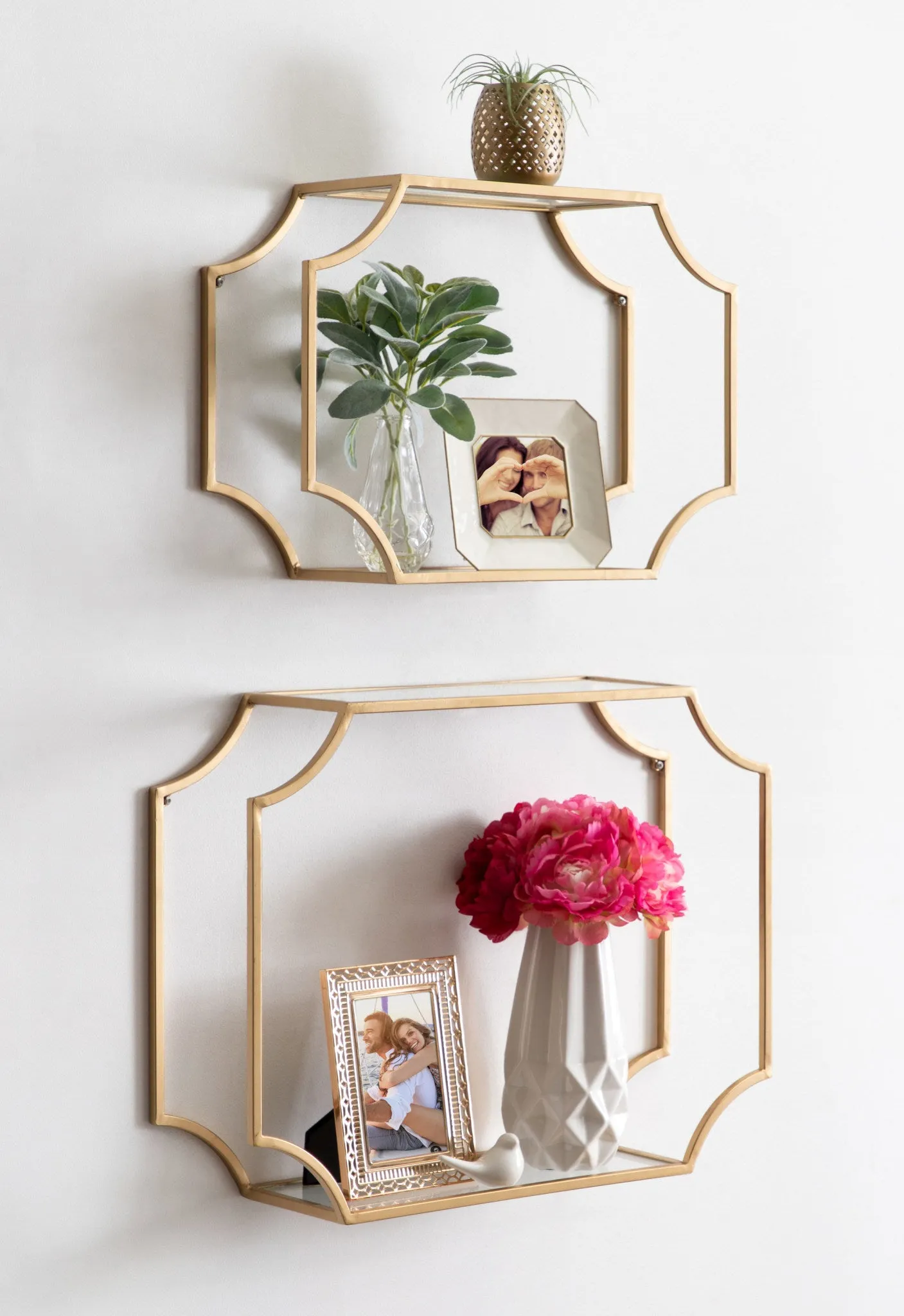 Ciel Modern Glam Metal Wall Shelf Set