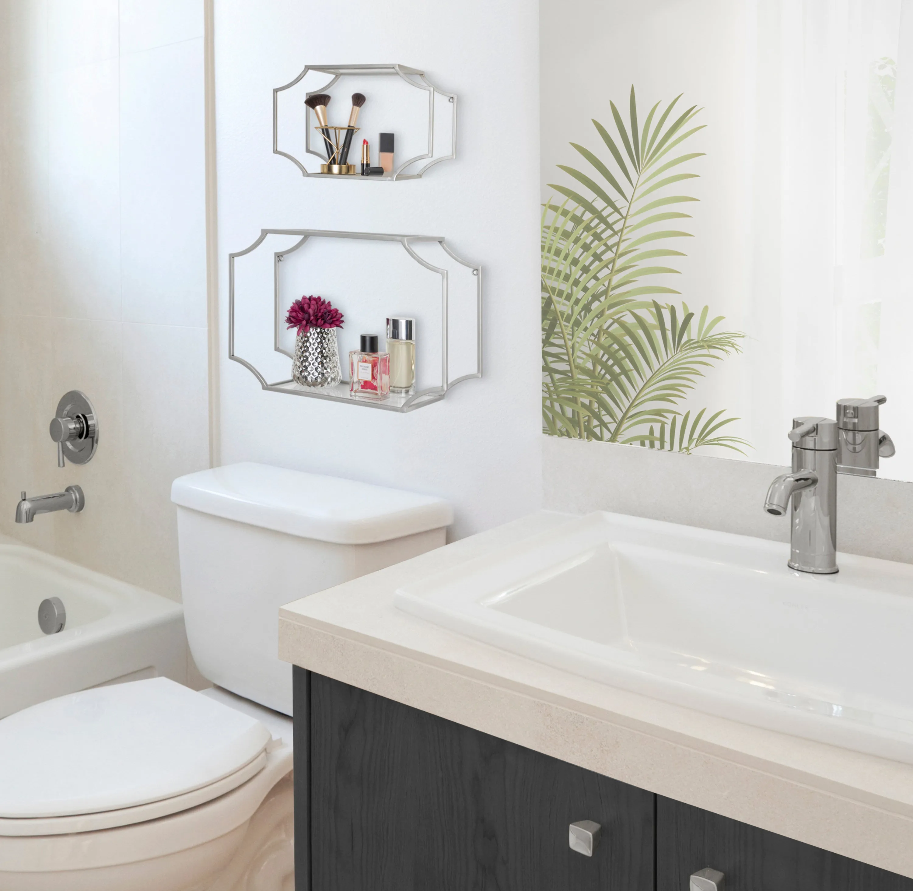 Ciel Modern Glam Metal Wall Shelf Set